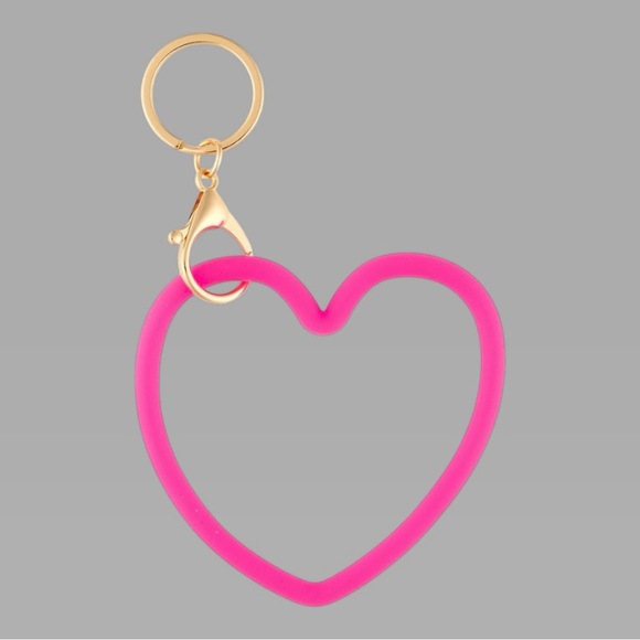 Pink Heart Silicone Key Ring with Gold Hardware - Picture 2 of 2